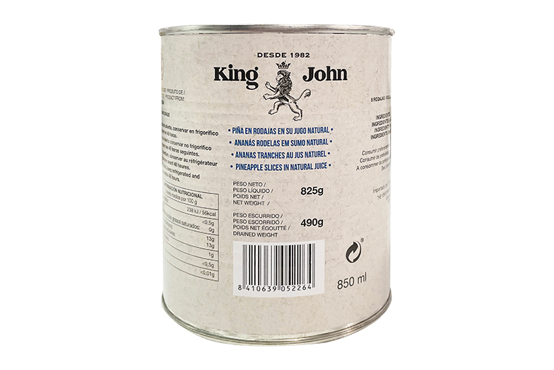 Piña en rodajas en su jugo natural individual